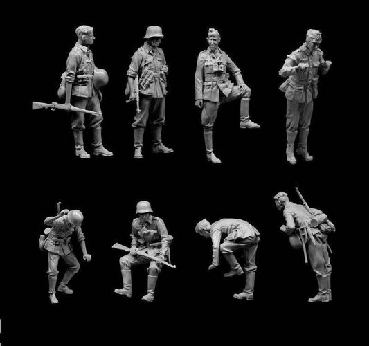 1/35 8pcs Resin Model Kit German Soldiers Infantry Wehrmach WW2 Unpainted - Model-Fan-Store