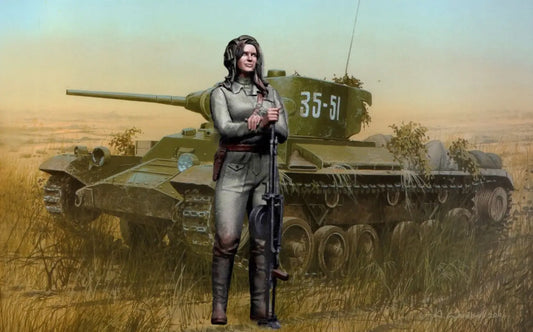 1/16 Resin Model Kit Soviet Army Beautiful Girl Tanker WW2 Pin Up Unpainted