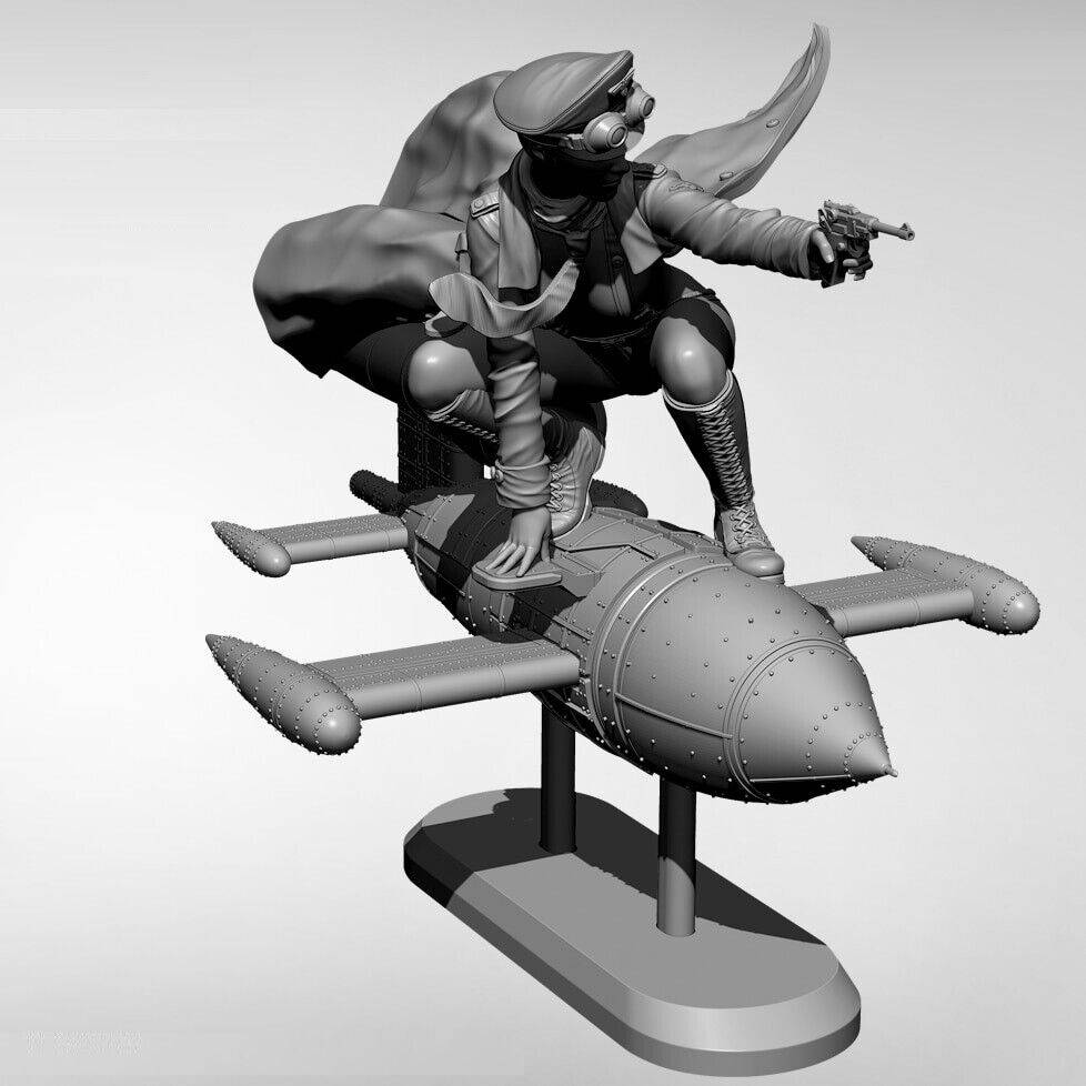 Unpainted Model Kit 1/35 Resin Model Kit Beautiful Rocket Girl WW2 Uniform Pin Up YFWW-208 ...