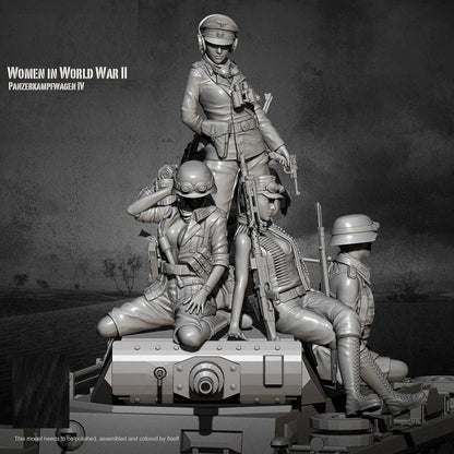 1/35 Resin Model Kit Beautiful Girl German Soldiers Infantry (no tank) WW2 - Model-Fan-Store