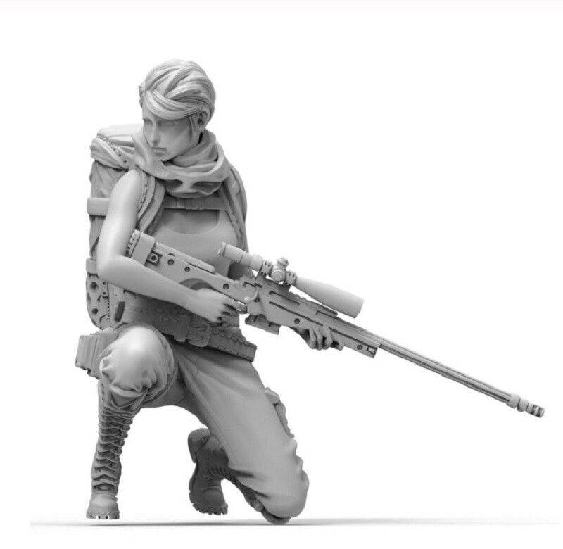 1/35 Resin Model Kit Beautiful Girl Sniper Shooter Soldier Unpainted B1 - Model-Fan-Store