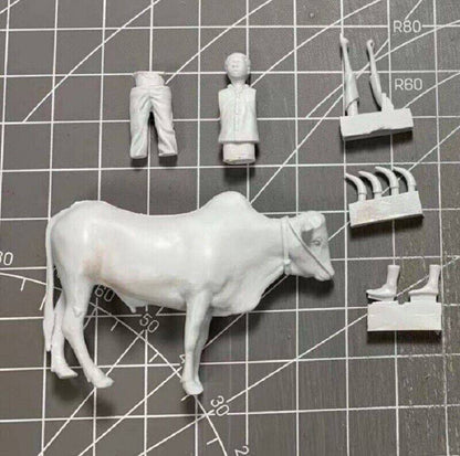 1/35 Resin Model Kit Boy and Cow Animal Unpainted - Model-Fan-Store