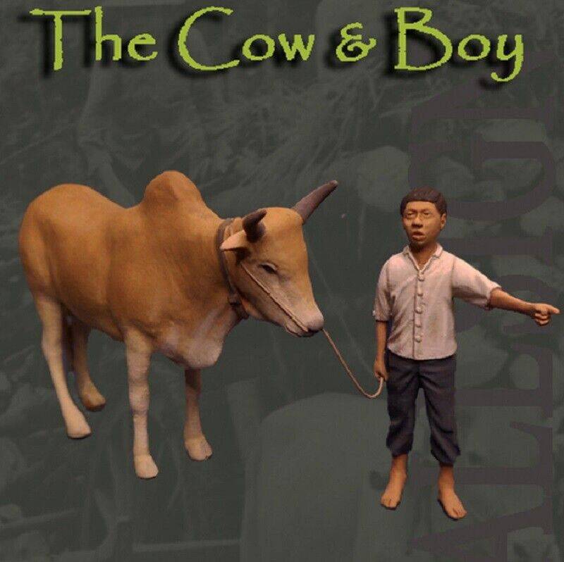 1/35 Resin Model Kit Boy and Cow Animal Unpainted - Model-Fan-Store