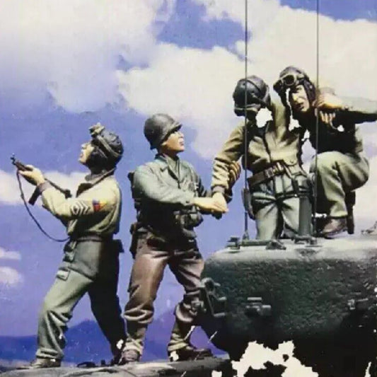 1/35 Resin Model Kit GET OUT US ARMY TANK CREW 4 figures WW2 Unpainted - Model-Fan-Store