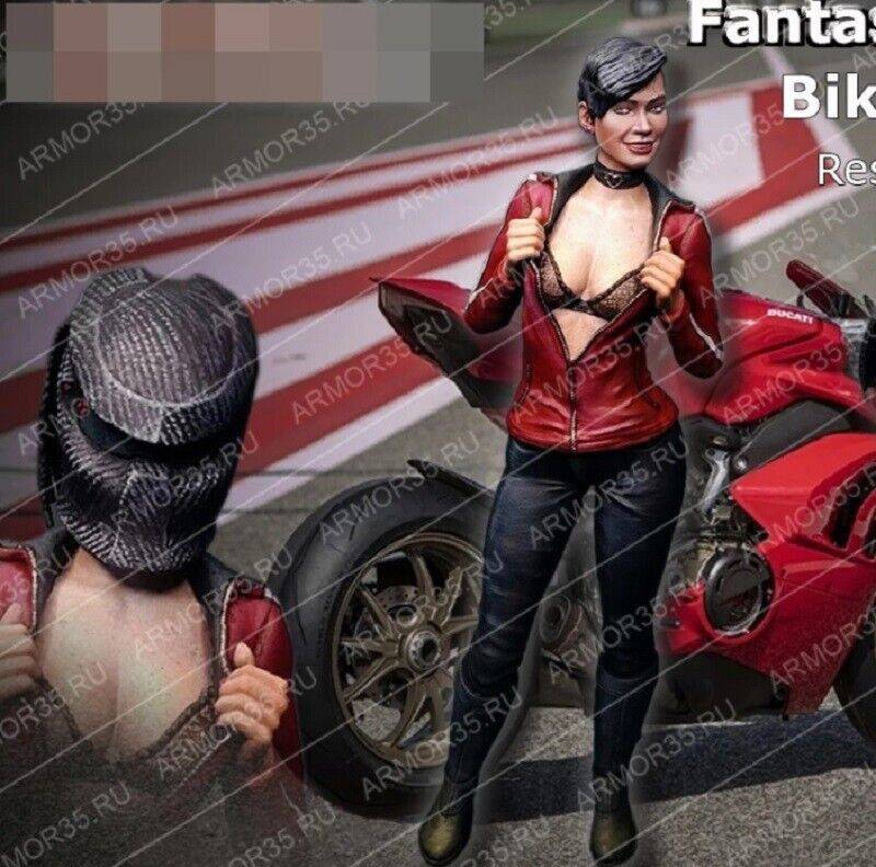 1/35 Resin Model Kit Modern Beautiful Girl Motorcyclist (no moto) Unpainted - Model-Fan-Store