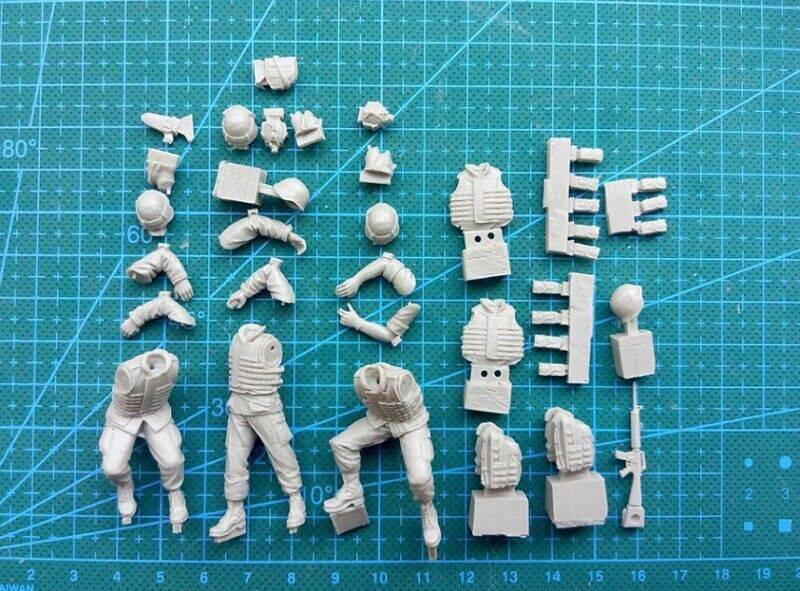 Unpainted Model Kit 1/35 3pcs Resin Model Kit Modern US Army Soldiers (no car) Unpainted ...