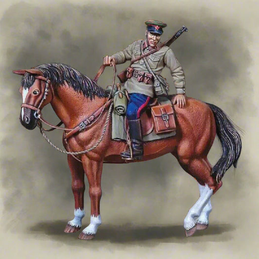 1/35 Resin Model Kit Soviet Officer Riding a Horse WW2 Unpainted - Model-Fan-Store