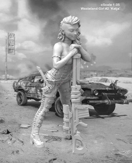 1/35 Resin Steampunk Model Kit Beautiful Girl Shooter Mad Max Unpainted - Model-Fan-Store