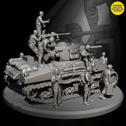1/48 Resin Model Kit US Sherman Tank Crew WW2 Unpainted - Model-Fan-Store