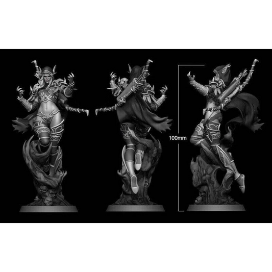 100mm 3D Print Model Kit Girl Sylvanas Queen WOW Fantasy Unpainted - Model-Fan-Store