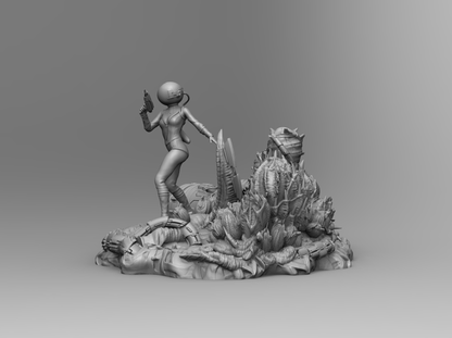 1/35 - 1/6 3D Print Model Kit Beautiful Girl Space Alien Wild Planet Unpainted