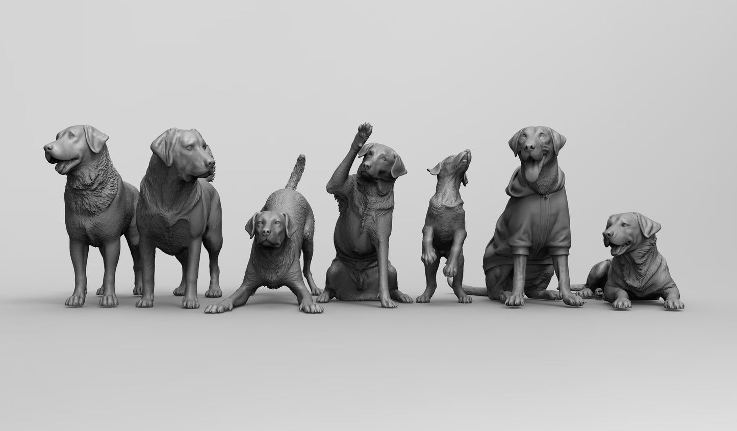 1/35 - 1/6 7pcs 3D Print Model Kit Animal Dogs Pets Labrador Retriever Unpainted