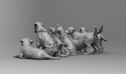 1/35 - 1/6 7pcs 3D Print Model Kit Animal Dogs Pets Labrador Retriever Unpainted