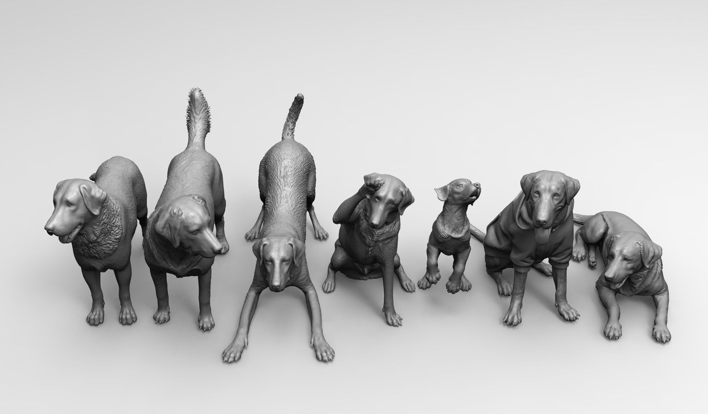 1/35 - 1/6 7pcs 3D Print Model Kit Animal Dogs Pets Labrador Retriever Unpainted