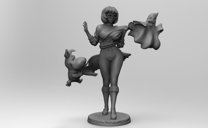 1/35 - 1/6 3D Print Model Kit Fantasy Beautiful Girl Sexy Velma Scooby-Doo Unpainted