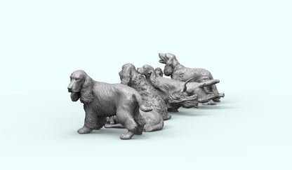 1/35 - 1/6 7pcs 3D Print Model Kit Animal Dogs Pets Spaniel Unpainted