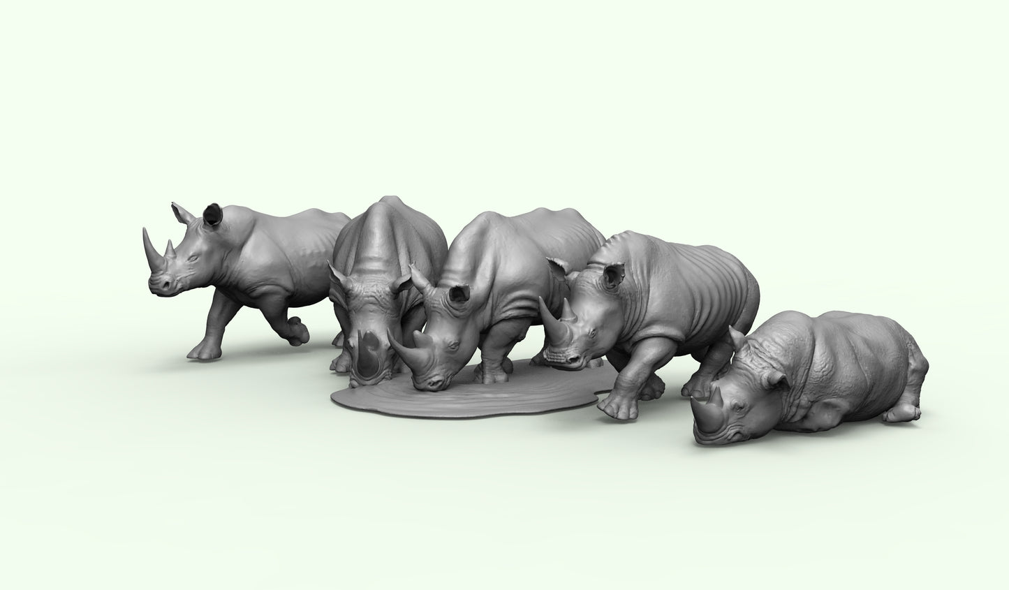 1/35 - 1/6 3D Print Model Kit Animal Zoo Rhinoceroses Unpainted