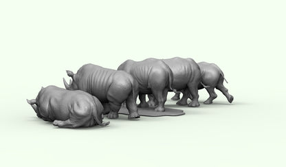 1/35 - 1/6 3D Print Model Kit Animal Zoo Rhinoceroses Unpainted