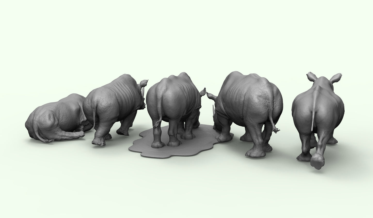 1/35 - 1/6 3D Print Model Kit Animal Zoo Rhinoceroses Unpainted