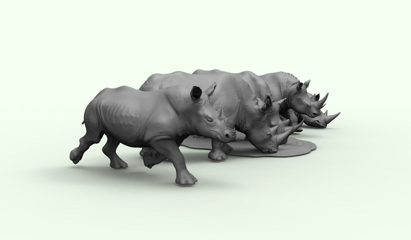 1/35 - 1/6 3D Print Model Kit Animal Zoo Rhinoceroses Unpainted