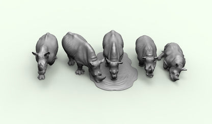 1/35 - 1/6 3D Print Model Kit Animal Zoo Rhinoceroses Unpainted