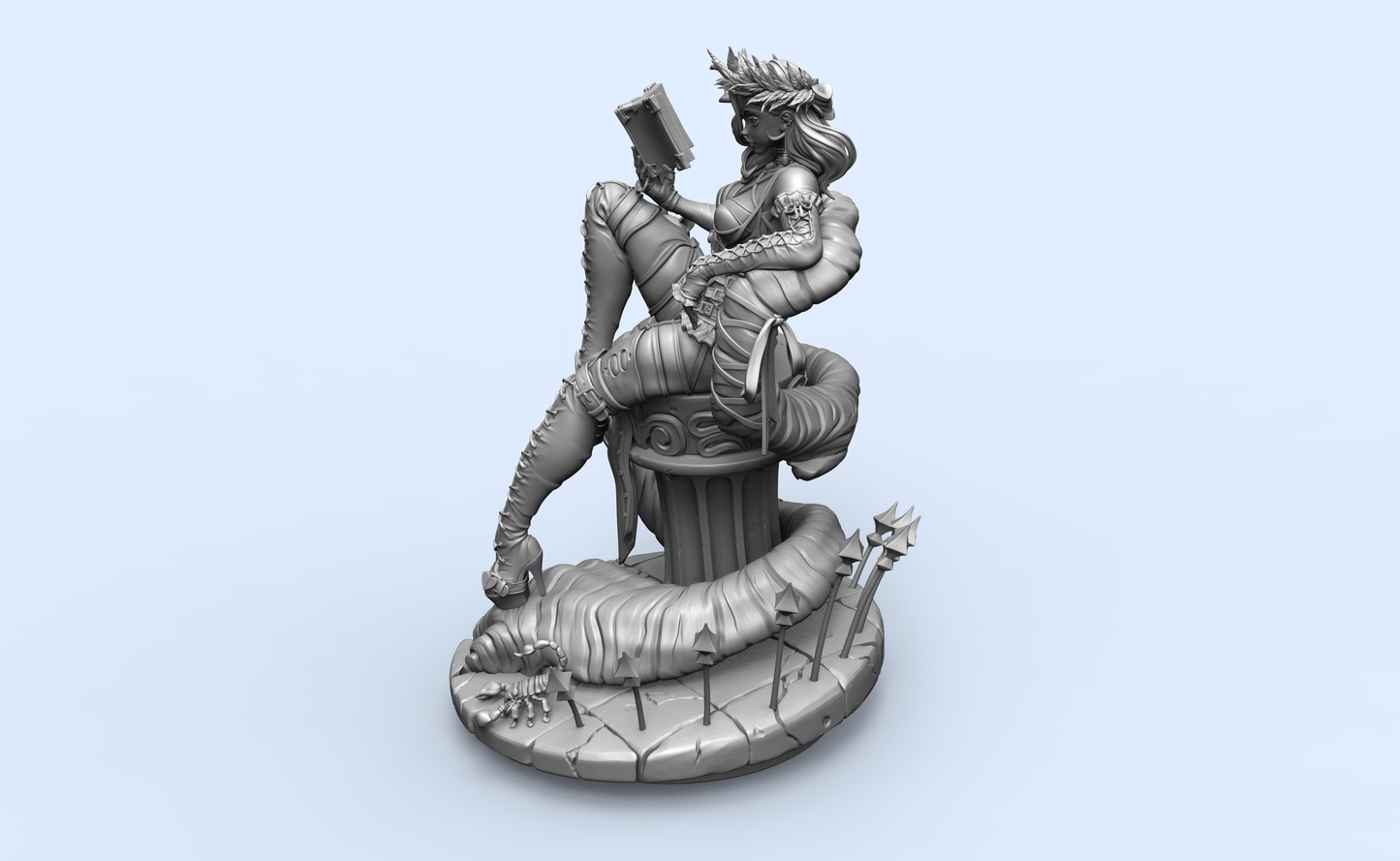 1/24 3D Print Model Kit Fantasy Beautiful Girl Sorceress and Pets Unpainted