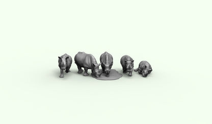 1/35 - 1/6 3D Print Model Kit Animal Zoo Rhinoceroses Unpainted