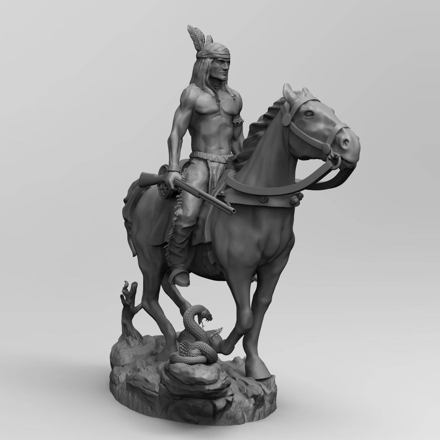 1/35 - 1/6 3D Print Model Kit American Native Indian Wild West Rider Unpainted