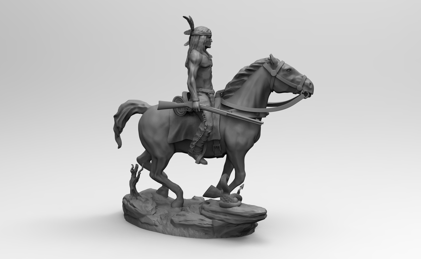 1/35 - 1/6 3D Print Model Kit American Native Indian Wild West Rider Unpainted