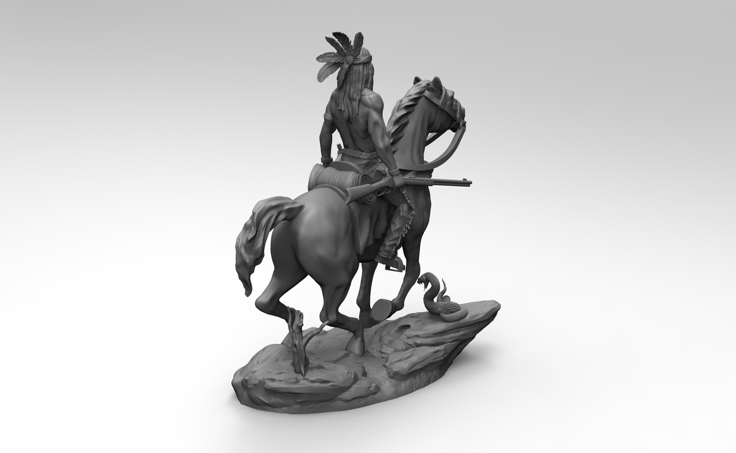 1/35 - 1/6 3D Print Model Kit American Native Indian Wild West Rider Unpainted