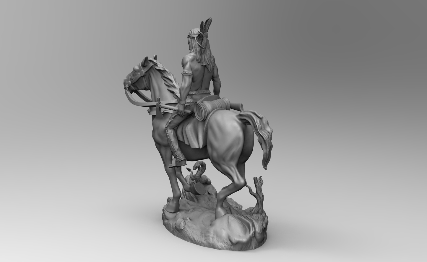 1/35 - 1/6 3D Print Model Kit American Native Indian Wild West Rider Unpainted