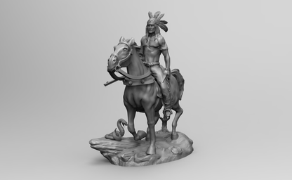 1/35 - 1/6 3D Print Model Kit American Native Indian Wild West Rider Unpainted