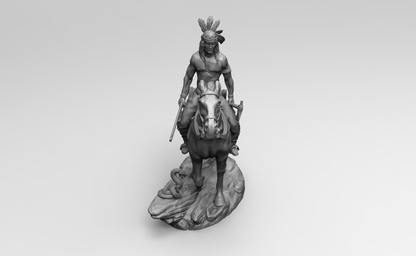 1/35 - 1/6 3D Print Model Kit American Native Indian Wild West Rider Unpainted