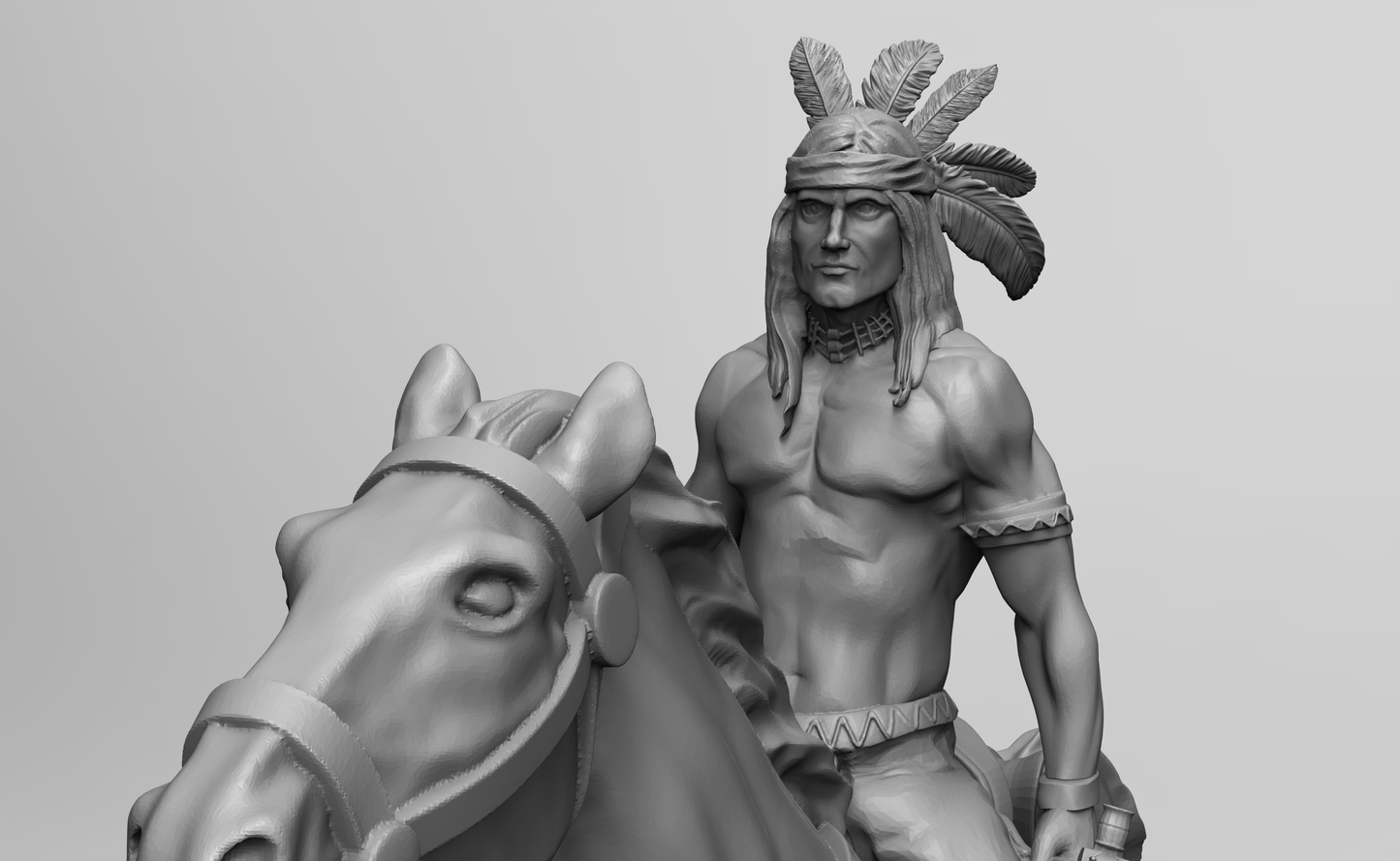 1/35 - 1/6 3D Print Model Kit American Native Indian Wild West Rider Unpainted