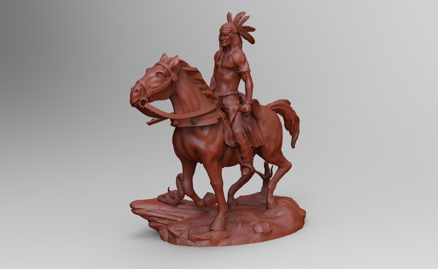 1/35 - 1/6 3D Print Model Kit American Native Indian Wild West Rider Unpainted