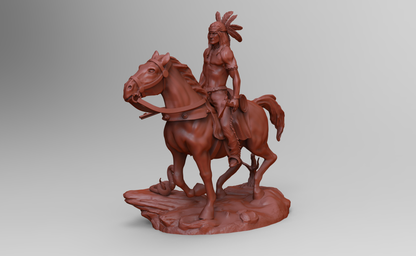 1/35 - 1/6 3D Print Model Kit American Native Indian Wild West Rider Unpainted