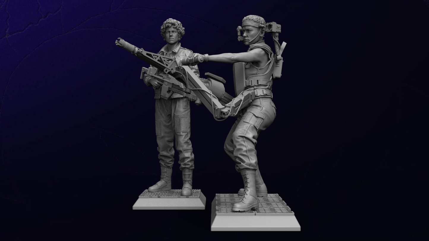1/35 - 1/12 3D Print Model Kit Alien Beautiful Girls Space Soldiers Unpainted