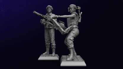 1/35 - 1/12 3D Print Model Kit Alien Beautiful Girls Space Soldiers Unpainted