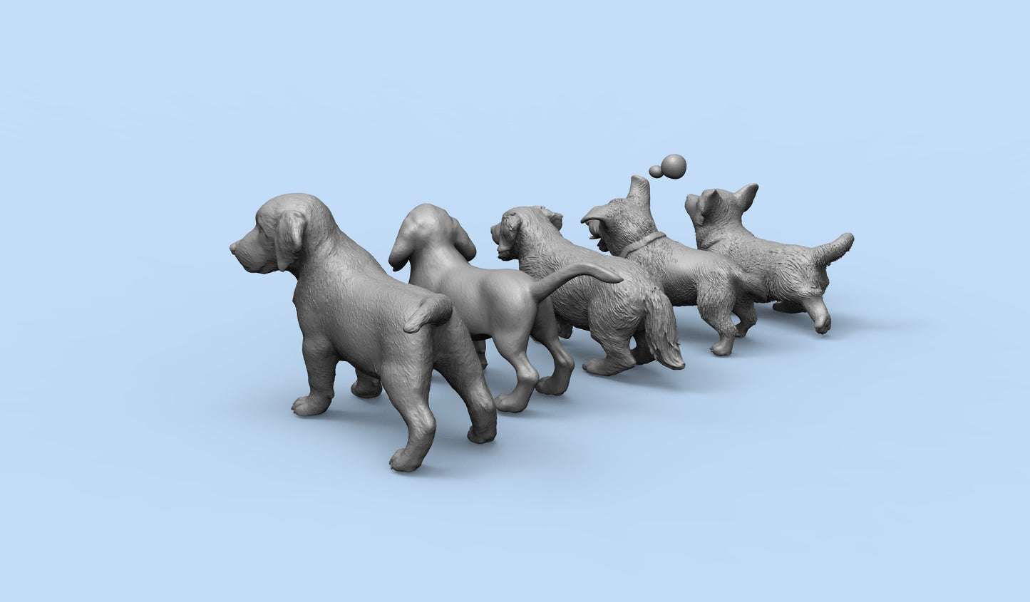 1/35 - 1/6 5pcs 3D Print Model Kit Animal Dogs Pets Puppies Unpainted