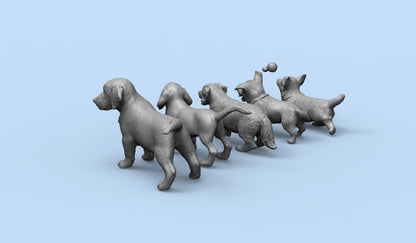 1/35 - 1/6 5pcs 3D Print Model Kit Animal Dogs Pets Puppies Unpainted
