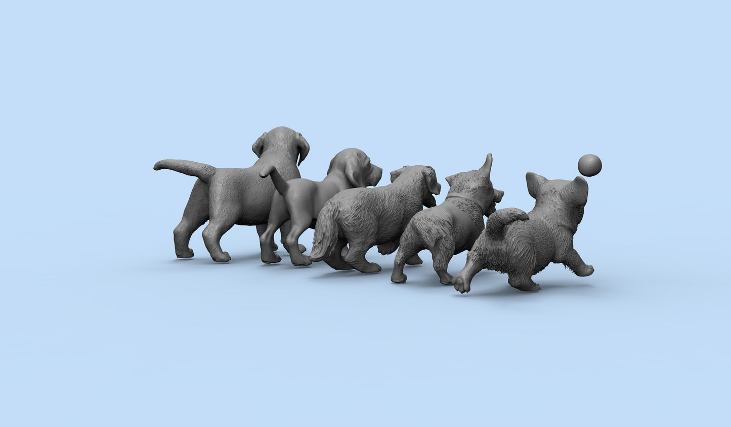 1/35 - 1/6 5pcs 3D Print Model Kit Animal Dogs Pets Puppies Unpainted