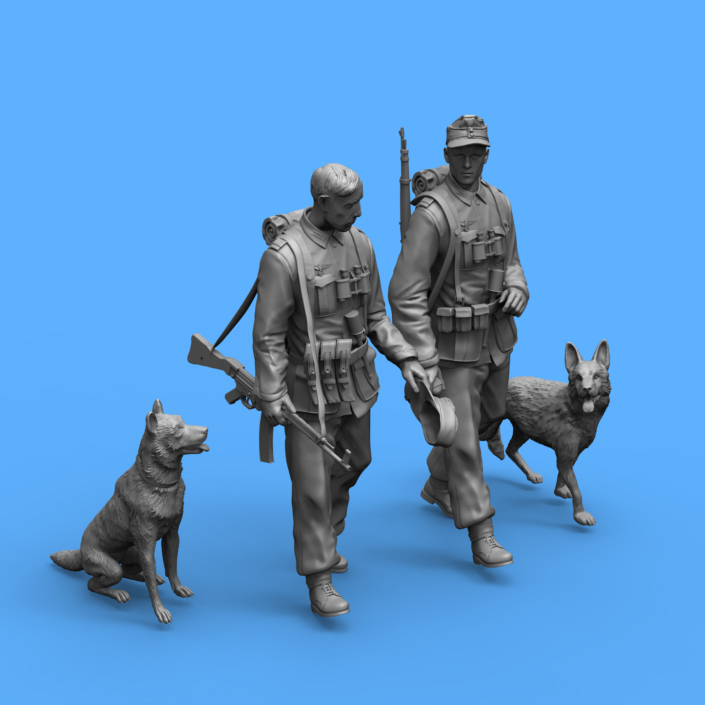 1/16 2pcs 3D Print Model Kit German Soldiers Infantry WW2 Unpainted
