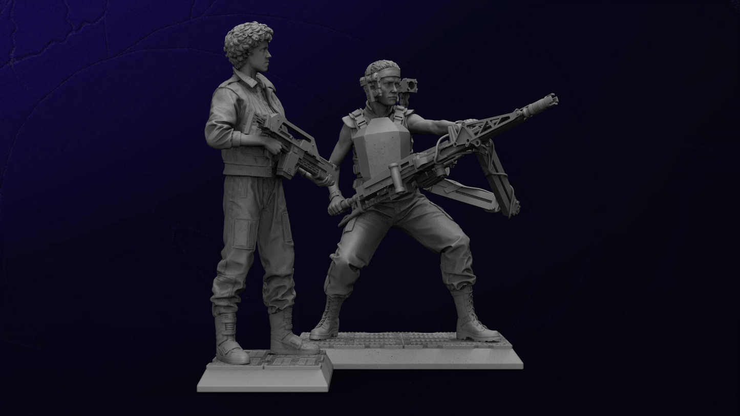 1/35 - 1/12 3D Print Model Kit Alien Beautiful Girls Space Soldiers Unpainted