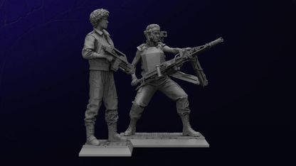 1/35 - 1/12 3D Print Model Kit Alien Beautiful Girls Space Soldiers Unpainted