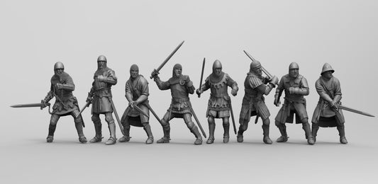 1/35 - 1/16 8pcs 3D Print Model Kit European Medieval Knights Unpainted