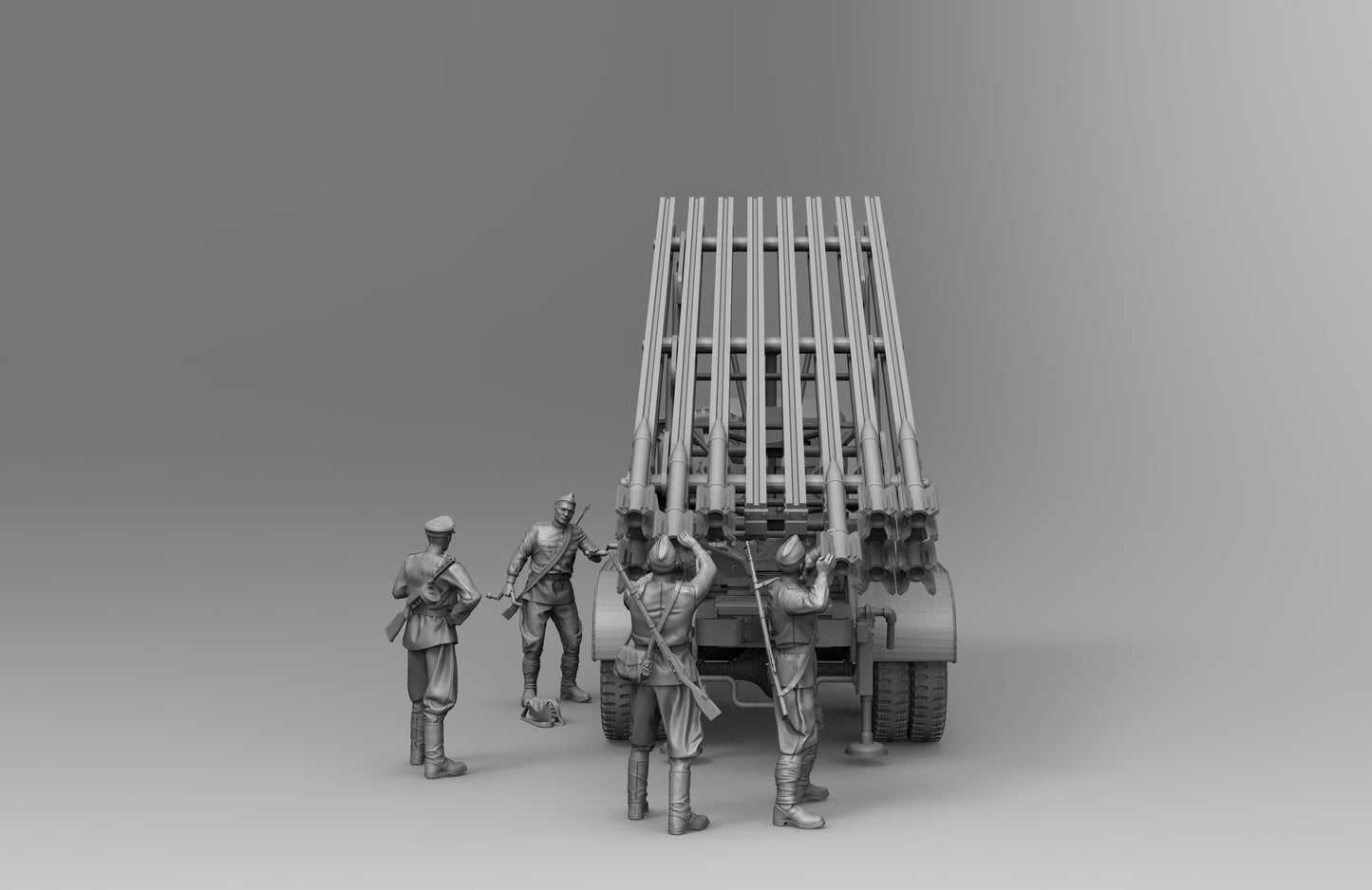 1/35 - 1/16 5pcs 3D Print Model Kit Soviet Soldiers with Artillery Gun WW2 Unpainted