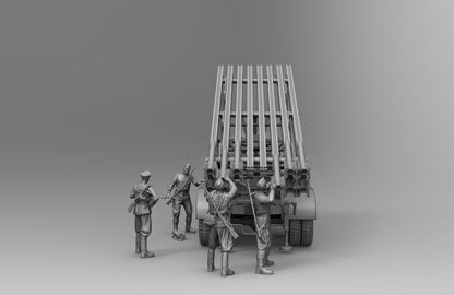1/35 - 1/16 5pcs 3D Print Model Kit Soviet Soldiers with Artillery Gun WW2 Unpainted