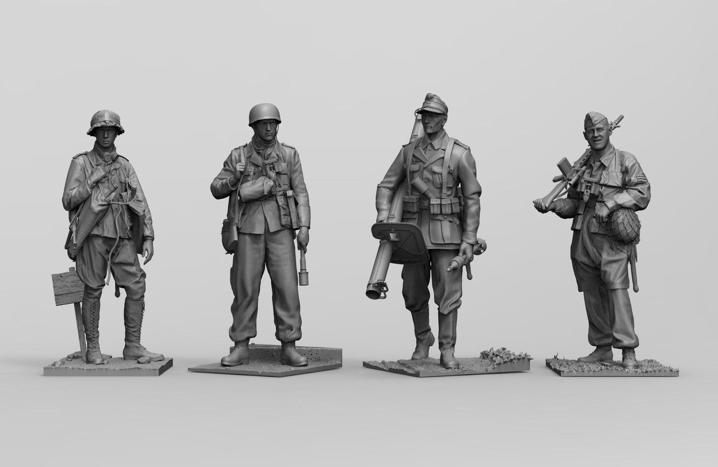 1/35 - 1/16 4pcs 3D Print Model Kit German Soldiers Infantry WW2 Unpainted
