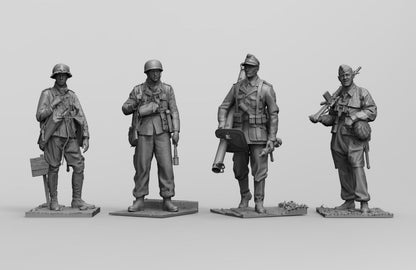1/35 - 1/16 4pcs 3D Print Model Kit German Soldiers Infantry WW2 Unpainted