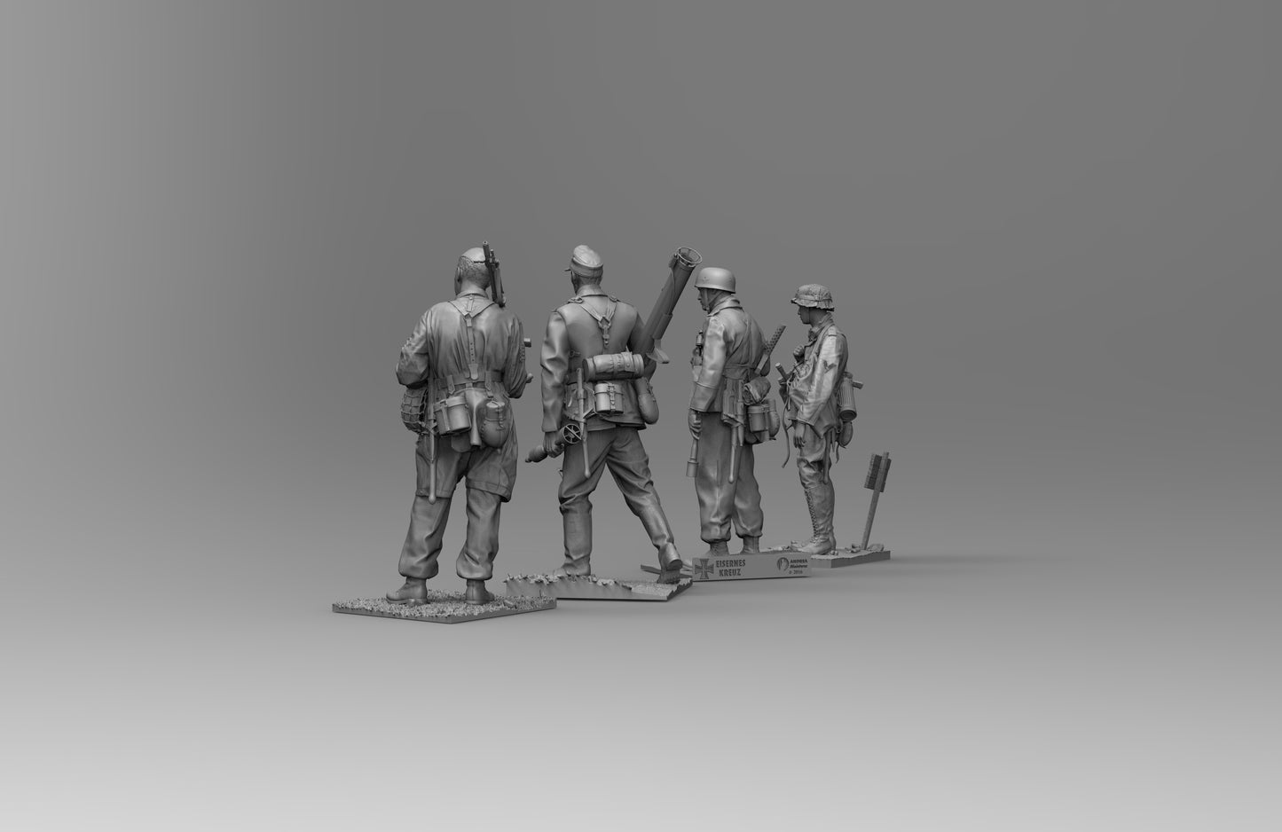 1/35 - 1/16 4pcs 3D Print Model Kit German Soldiers Infantry WW2 Unpainted